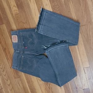 Levi's 518 Low Rise Grey raw hem 2000s jeans